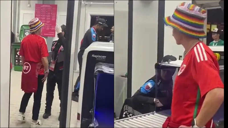 watch: outrage as welsh have their rainbow bucket hats confiscated ahead of the usa v wales clash