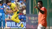 Pat Cummins celebrates Virat Kohli's wicket (left), R Ashwin during a training session (right) (Getty Images)