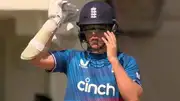 Sam Curran adjusting his helmet during first ODI against West Indies (Screengrab: FanCode)