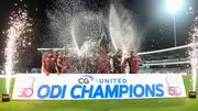 West Indies celebrate their ODI win over England. 