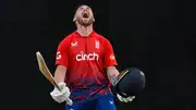 England wicketkeeper-batter Phil Salt celebrates his century against England (Getty Images)