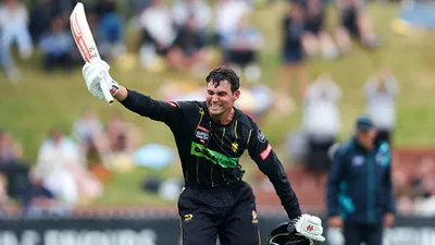 New Zealand's 21-year-old batting sensation smashes 139 off just 64 balls but falls 3 runs short of breaking ex-RCB player's record