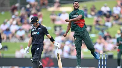 NZ vs BAN: न्यूजीलैंड की पूरी टीम तीसरे वनडे में 98 रन पर आउट, बांग्लादेशी गेंदबाजों ने कहर बरपा रचा इतिहास, 209 गेंद रहते हुए जीता मैच - NZ vs BAN: न्यूजीलैंड की पूरी टीम तीसरे वनडे में 98 रन पर आउट, बांग्लादेशी गेंदबाजों ने कहर बरपा रचा इतिहास, 209 गेंद 