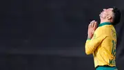 Keshav Maharaj folding his hands after taking a wicket (Getty Images)