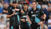 Tim Southee (L), Mitchell Santner (C) and Matt Henry (R).