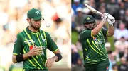 Shaheen Afridi (Left) and Azam Khan of Pakistan. (Getty Images)