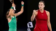 Qinwen Zheng of China (left) and Aryna Sabalenka (right). (Getty Images)