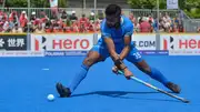 Hockey player Mohammed Raheel in action. (Photo Courtesy: Twitter)