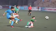 India and Bangladesh players in action in SAFF U19 C'ships final (Photo Courtesy: India Football, X)