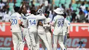 Indian players celebrate a wicket during the Hyderabad Test. (Getty Images)