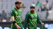 Pakistan's star bowlers Shaheen Afridi (left) and Haris Rauf in this frame. (Getty)