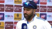 Indian skipper Rohit Sharma in the post-match presentation (Screengrab: X) 