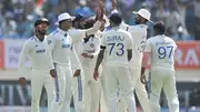 Team India cricketers celebrating a wicket.