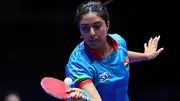 Ayhika Mukherjee of Team India competes. (Getty Images)