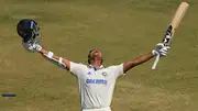 India's Yashasvi Jaiswal celebrates reaching his double century during Day 4 of the 3rd Test against England on February 18. (Getty)