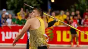 Max Dehning of Germany competes in Men's Javelin Throw during European Athletics U20 Championships Jerusalem - Day Three on August 09, 2023 in Jerusalem. (Getty)