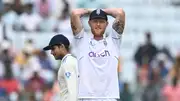 England captain Ben Stokes reacts after losing 4th Test against India at JSCA International Stadium Complex on February 26 in Ranchi. (Getty)