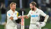 New Zealand's Kane Williamson (R) and Neil Wagner greet each other in this file photo. (Getty)