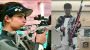 India's top rifle shooters Ashi Chouksey (Left) and Arjun Babuta. (Screengrab)