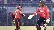 Mushfiqur Rahim and Kyle Mayers during the run chase in BPL 2024 final (Photo Courtesy: Bangladesh Cricket, X)