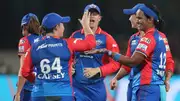 Shikha Pandey celebrates a wicket with her teammates (Photo Courtesy: WPL, X)