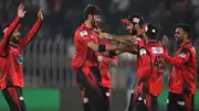 Lahore Qalandars players celebrate. 