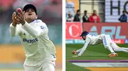 Shubman Gill pictured while taking a catch. 