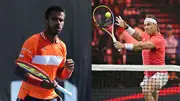 Sumit Nagal of India (L) and Rafael Nadal of Spain. (Getty)