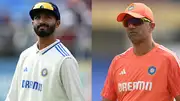 India's batting sensation Devdutt Padikkal (left) and head coach Rahul Dravid in this frame. (Getty)