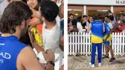 MS Dhoni signs autographs for fans. 