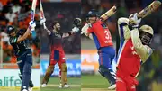 (L-R) Gujarat Titans’ skipper Shubman Gill, Virat Kohli of RCB, David Warner of Delhi Capitals and former RCB batter Chris Gayle. (File Photo: Getty Images)