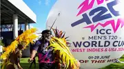 West Indies' Chris Gayle performs with dancers at the launch of 100 days to go to the start of the T20 World Cup 2024 at Freedom Park in Bridgetown, Barbados, on February 22, 2024. (Getty)