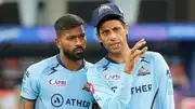 Gujarat Titans' head coach Ashish Nehra and their former captain Hardik Pandya in this frame. (X)