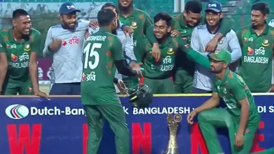 Mushfiqur Rahim brutally trolls Angelo Mathews during Bangladesh’s ODI series win celebration, leaves teammates in splits; watch video