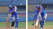 Rohit Sharma batting in the nets.