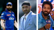 Rohit Sharma (L), Harbhajan Singh (C) and Hardik Pandya (R).