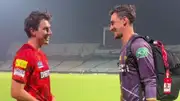 Sunrisers Hyderabad skipper Pat Cummins (L) and Kolkata Knight Riders’ Mitchell Starc. (Photo Courtesy: X)