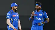 Mumbai Indians captain Hardik Pandya (right) and star batter Rohit Sharma in this frame. (Getty)