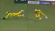 MS Dhoni and Ajinkya Rahane take spectacular diving catches against Gujarat Titans (Screengrab: IPL, X)