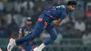 LSG's bowling sensation Mayank Yadav in action in this frame. (Getty)