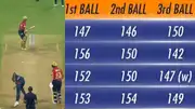 Mayank Yadav bowling to Shikhar Dhawan (L) and screengrab of Mayank Yadav's pace (R). (PC: Screenshot/JioCinema)