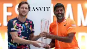 Matthew Ebden of Australia and Rohan Bopanna of India hold the trophy after defeating Austin Krajicek of the United States and Ivan Dodig of Croatia in the Miami Open. (Getty)