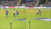 Fan attempts to hug Rohit Sharma at Wankhede Stadium (Screengrab: X)