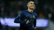 Cristiano Ronaldo of Al Nassr celebrates after scoring the 4th goal during the Saudi Pro League match between Abha Club and Al-Nassr. (Getty)