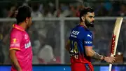 RCB's Virat Kohli (R) gestures after the end of his innings as Rajasthan Royals' Yuzvendra Chahal watches during their IPL 2024 clash in Jaipur on April 6. (Getty)