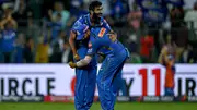 Jasprit Bumrah and Rohit Sharma celebrating. (PC: Getty).