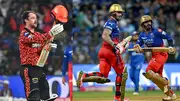 From left: SRH's Travis Head and RCB's Faf Du Plessis and Dinesh Karthik in this frame. (Getty)