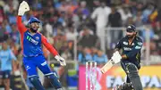 Delhi Capitals' captain Rishabh Pant (L) successfully appeals for LBW against Gujarat Titans' Rahul Tewatia during their IPL 2024 match on April 17. (Getty)