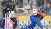 Delhi Capitals' captain Rishabh Pant (R) plays a shot during their IPL 2024 clash against Gujarat Titans at the Narendra Modi Stadium in Ahmedabad on April 17. (Getty)