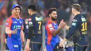 Gujarat Titans' captain Shubman Gill (2L) greets Delhi Capitals' players after their win at the end of their IPL 2024 clash at the Narendra Modi Stadium in Ahmedabad on April 17. (Getty)